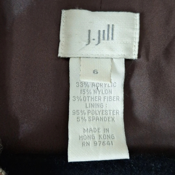 J. Jill Brown Preppy Corpcore Wool Blend Nubby Tweed Fringe Blazer Jacket Size 6 - Picture 11 of 12